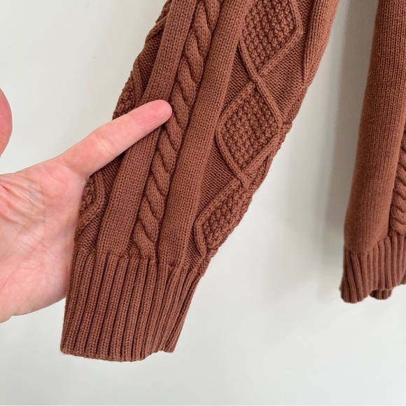 Aritzia Sunday Best Cable-knit Lamora Cardigan Sweater Brown Size XS NWOT - Picture 3 of 7
